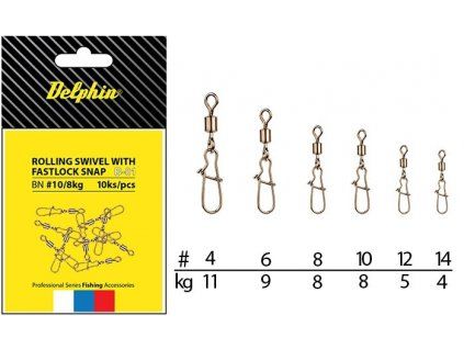 Rolling Swivel with Fastlock Snap B-01 vel.4/11kg - 10ks